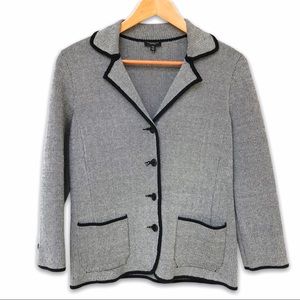 Talbots Gray Black Tweed Trim Jacket Size XS